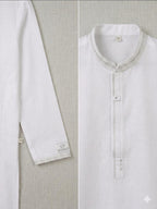 KIDDIO Premium Lawn Boys White Embordered Kurta & Shalwar Set