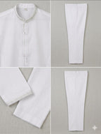 KIDDIO Premium Lawn Boys White Embordered Kurta & Shalwar Set