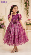 Girl's Floral Party Dress with Matching Bag